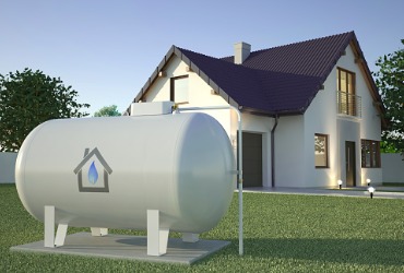 computer drawing of a propane tank outside a house