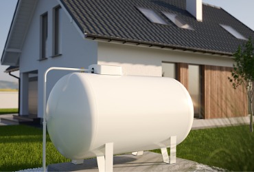 A propane tank outside of a residential home in Illinois